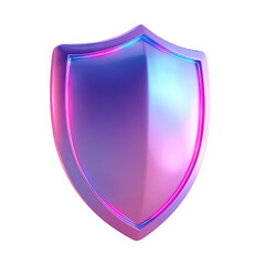 Neon Purple Pink Shield Protection Security Icon, isolated on transparent background, perfect cutout, PNG