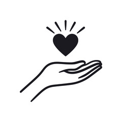 Obraz premium Hand Holding Heart Icon Illustration on White Background for Design