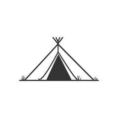 illustration of a teepee tent with grass on a white background