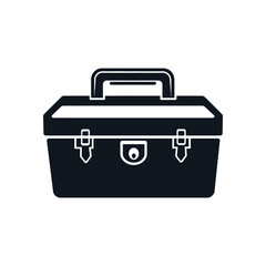 Black toolbox icon illustration on a white background for creative use