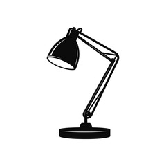 Black adjustable desk lamp icon on white background for design