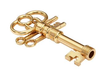 Golden key, intricate design, 3D render