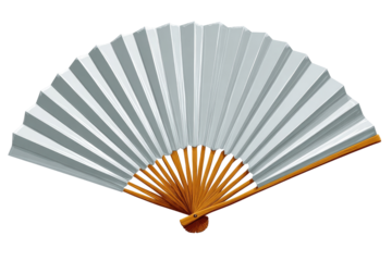 Light gray paper fan with light brown handle