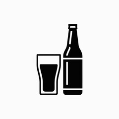 beer icon, bottle and glass vector, drink silhouette, alcohol symbol graphic, beverage illustration, bar drink icon, pub beer vector, cold drink clipart, brewery symbol, pint glass icon, beer bottle f