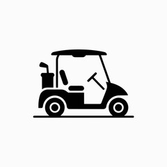 Fototapeta premium Golf Cart Buggy Black Silhouette Icon Vector golf, cart, buggy, black, silhouette, icon, vector, vehicle, transportation, course, sport, recreation, electric, battery, club, bag, driver, fairway, gree