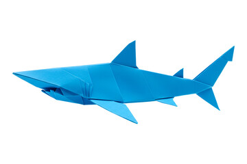 Fototapeta premium Striking blue origami shark art delivering powerful ocean presence and creative design