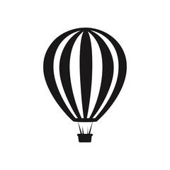 Fototapeta premium Black hot air balloon icon with white background for transportation design