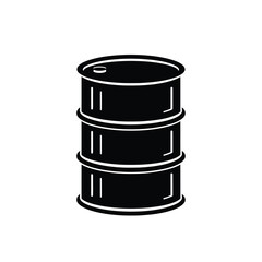 A simple black silhouette icon of an industrial oil barrel or drum on a white background.