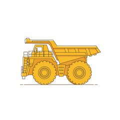 Illustration of a yellow heavy-duty dump truck used in the mining industry.