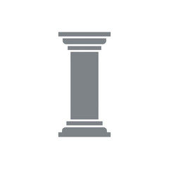 A stylized gray silhouette of a classical architectural pillar isolated on a white background.