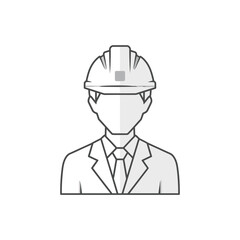 Illustration of a professional engineer wearing a hard hat and suit.