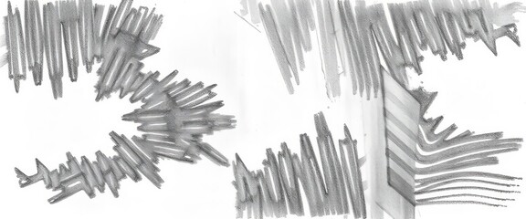 Grunge graphite pencil hatching shapes, textured, isolated, background, worn