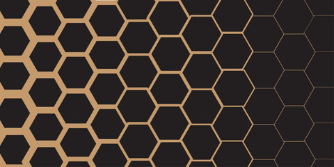 Seamless hexagonal honeycomb pattern with a golden yellow geometric texture