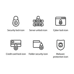 Security lock, Server unlock, Cyber lock, Credit card lock, Folder security, Malware protection, icon