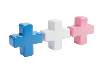 Obraz premium Three plus sign shaped toys isolated on white background