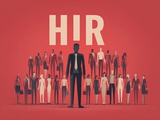 Businessman with Human Resources (HR) management includes hiring, team building, effective organisational structure and corporate leadership. Relationship Management for Customers.