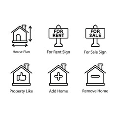 House plan, For rant, For sale, Property like, Add home, Remove Home, icon