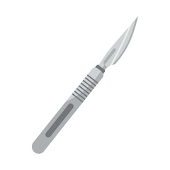 A close-up, flat illustration of a sterile, medical scalpel, isolated on white.