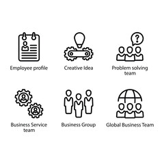 Employee profile, Creative Idea, Problem solving team, Service team, Business Group, Business Team, icon