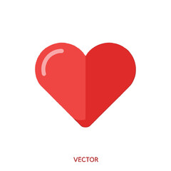 A single, flat, red heart icon with a glossy highlight on the upper left, isolated on a white background.