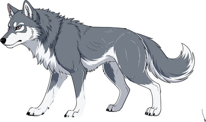 WebUltra-Realistic Grey Wolf with Red Eyes — Fierce Expression, White Accents, Dynamic Fur Texture, Fantasy and Wildlife PNG Illustration