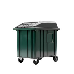 Photo of green dumpster isolated on transparent background