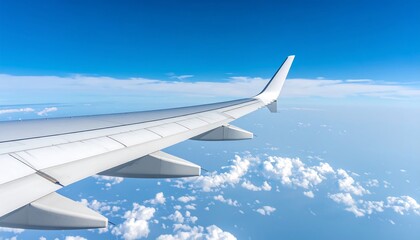 Obraz premium Airplane wing and tail seen from inside plane