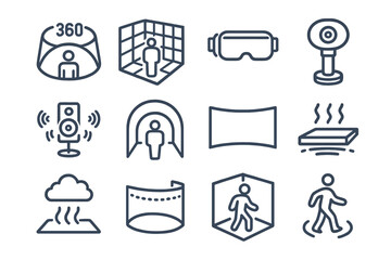 Virtual reality icons set for immersive technology experiences
