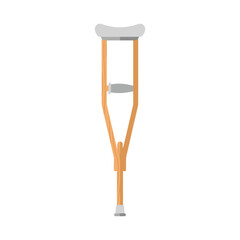 A single wooden underarm crutch with padded support, isolated on a white background.