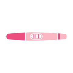 A pink pregnancy test stick showing a positive result with two lines in the display window.