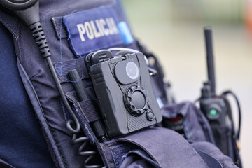 Interwencja Kamera policyjna na mundurze policjanta