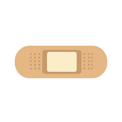 A simple flat illustration of a beige adhesive bandage with a central light-colored pad and small ventilation holes, set against a clean white background.