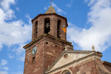 Prades, a picturesque village in Baix Camp, Tarragona, Catalonia, known as the Red Town for its distinctive reddish sandstone buildings.