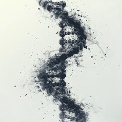 Obraz premium DNA Strand Breaking Apart – Bold Modern Vector Symbolic Design on White Background for Cancer Concept