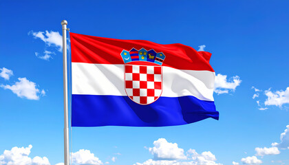 Croatian flag against blue sky