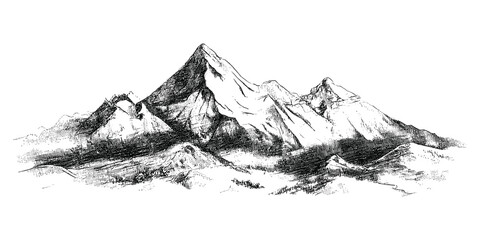 Andes peaks detailed ink sketch Andes mountains mountain range