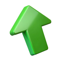 3d green upward arrow isolated on transparent background
