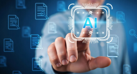 artificial intelligence integration for streamlined document processing. This conveys technological advancement and automated solutions. | Futuristic Holographic Generative icon