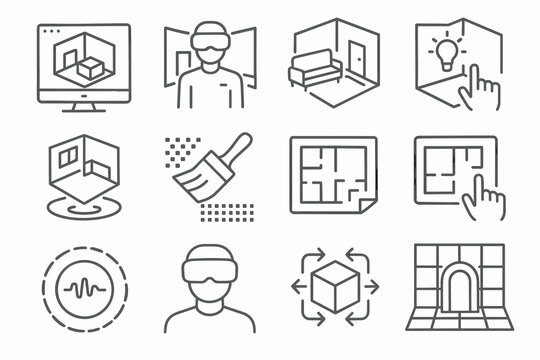 Icon viewer morphing architect wall vector room virtual icons portal vr scaler