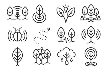 Forest icons tree trail pheromone trunk cyber relay channel insect vector icon