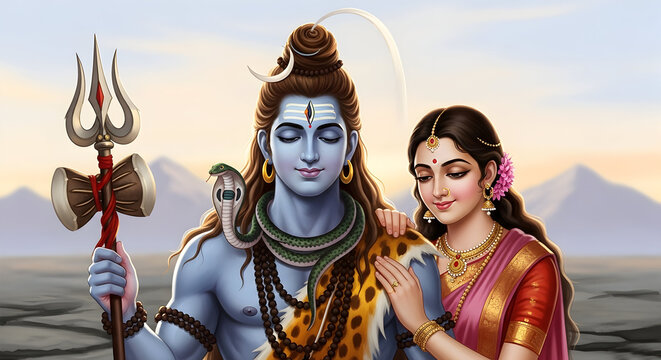 The divine couple Lord Shiva and Goddess Parvati