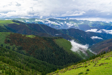 Naklejka premium landscape of mountain range, panoramic scenery