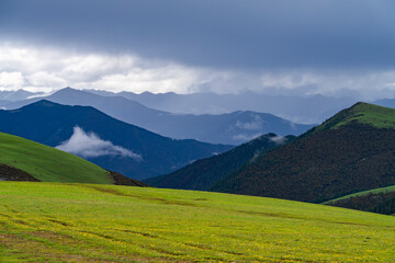 landscape of mountain range, panoramic scenery