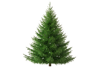 Decorated christmas tree isolated on transparent background