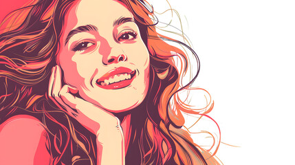 Smiling Girl Portrait Illustration for Creative Projects