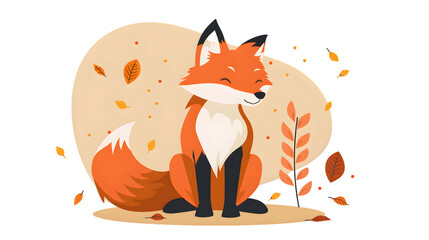 Elegant Red Fox Sitting Illustration for Creative Projects
