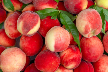 close up on fresh white peach as food background