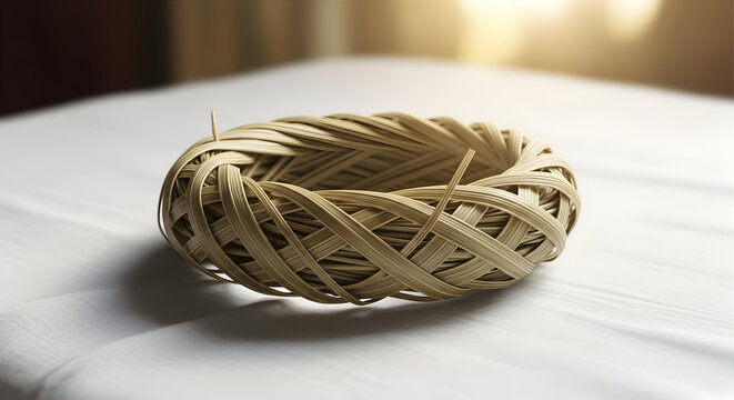 A sacred Pavitri ring made of kusha grass for hindu rituals
