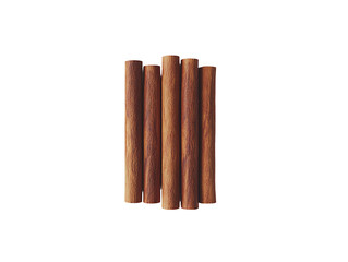 Four brown wooden cylinders isolated on transparent background