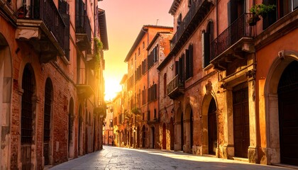 Golden sunrise italian street